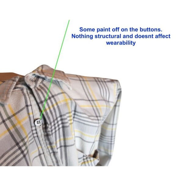 Rag & Bone Fit 3 Regular Fit Beach Shirt Plaid Ivory Grey Yellow Men's Small - Picture 6 of 10